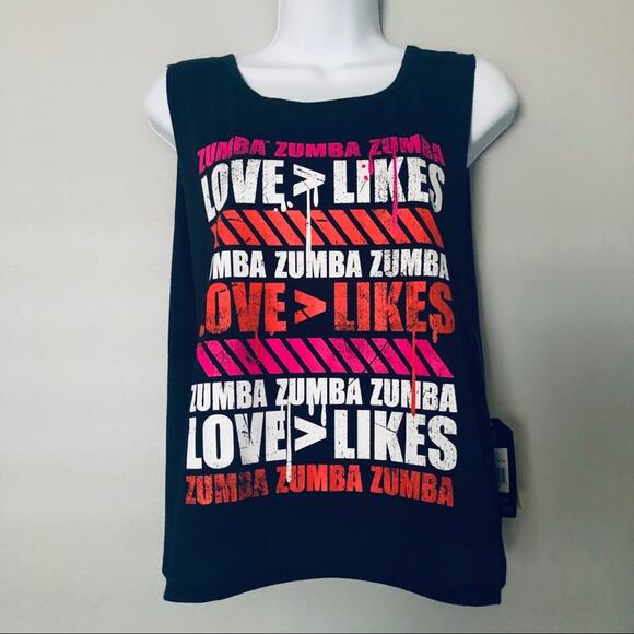 NEW Zumba SZ X-Small Love Over Likes Workout Tank Top Black - Picture 8 of 8